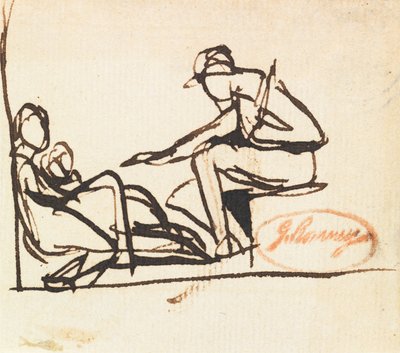 Two Seated Figures by George Romney